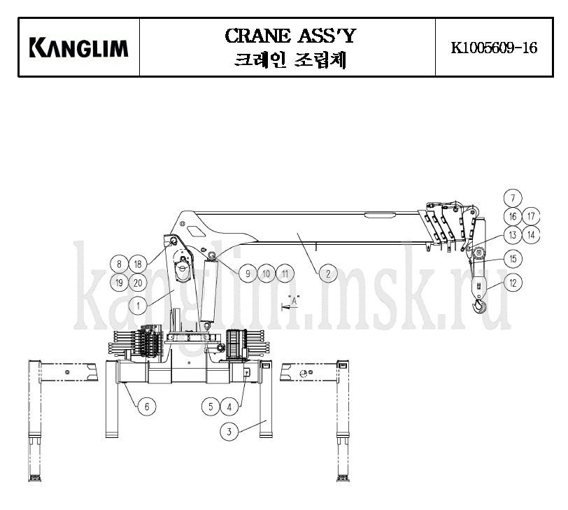 Kanglim KS 1056 основные элементы крана