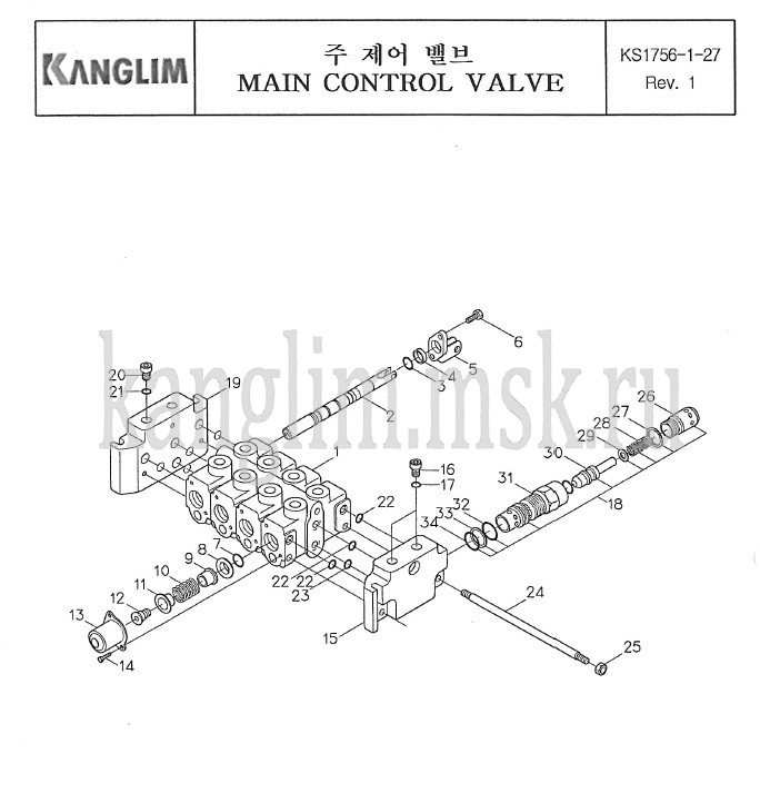 Kanglim KS 1756 распределитель управления краном Kanglim KS 1756 распределитель управления краном