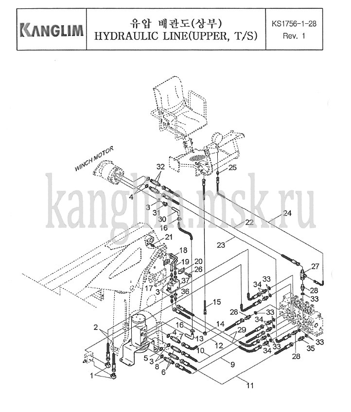 Kanglim KS 1756 гидролиния верхний контроль