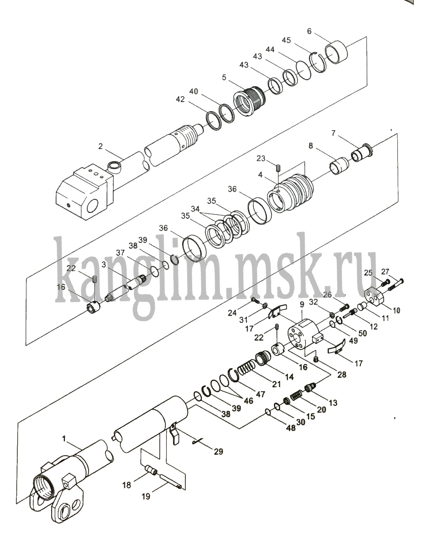 Kanglim KS 5206 1-ый гидроцилиндр выдвижения стрелы