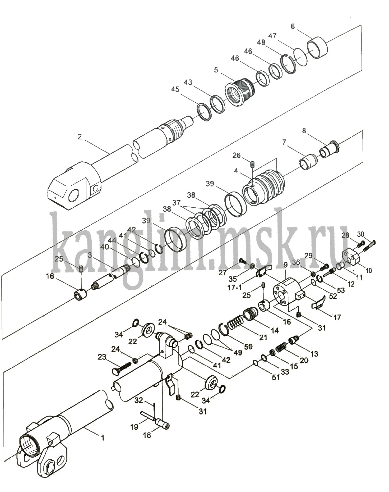 Kanglim KS 5206 2-ой гидроцилиндр выдвижения стрелы
